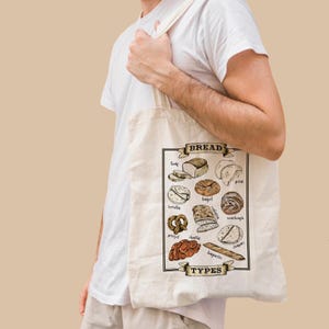 Bread Themed Printed Tote Bag | Bread Themed Canvas Tote Bag, Printed Bread Themed Tote Bag, Shopping Bag, Gift Bag, Summer Tote Bag