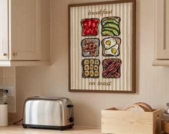 Breakast Toast Kitchen Print, A6-A2, Framed/Unframed
