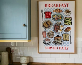 Breakfast Food Kitchen Print, A6-A2, Framed/Unframed