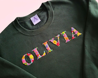 Custom Hand Embroidered Name Sweatshirt: Bespoke Name Design, S - 3XL