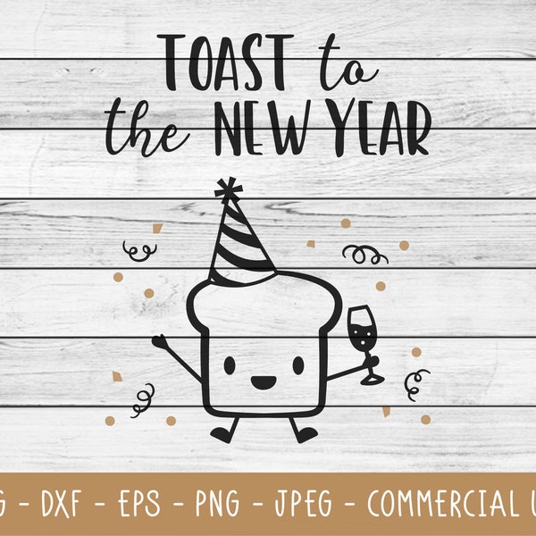 Toast to the new year pun happy 2023 SVG Cut file | for Cricut & Cameo Silhouette | instant download