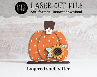 Herfst bloemenpompoen lasergesneden bestand, herfst gelaagd dienbladdecor, zonnebloemdecor, seizoensgebonden plankoppas, SVG-download
