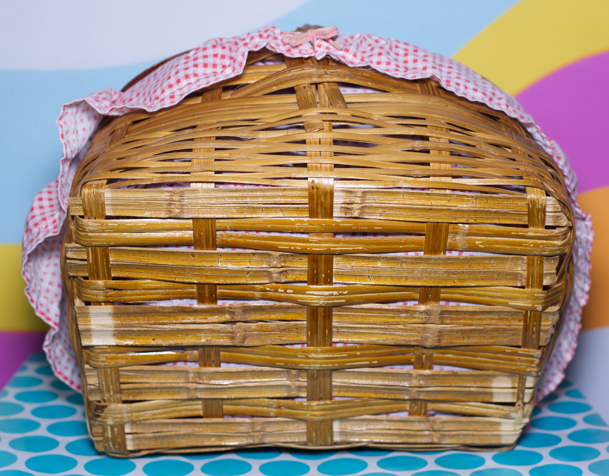 Vintage 1950s Picnic Basket With Gingham Lining Etsy