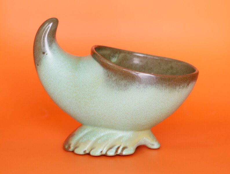 Vintage Frankoma Pottery Cornucopia in Prairie Green 575 Fine Art