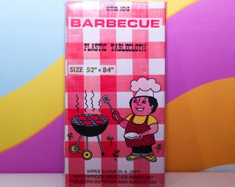 Vintage Checkerboard Plastic Tablecloth New Old Stock