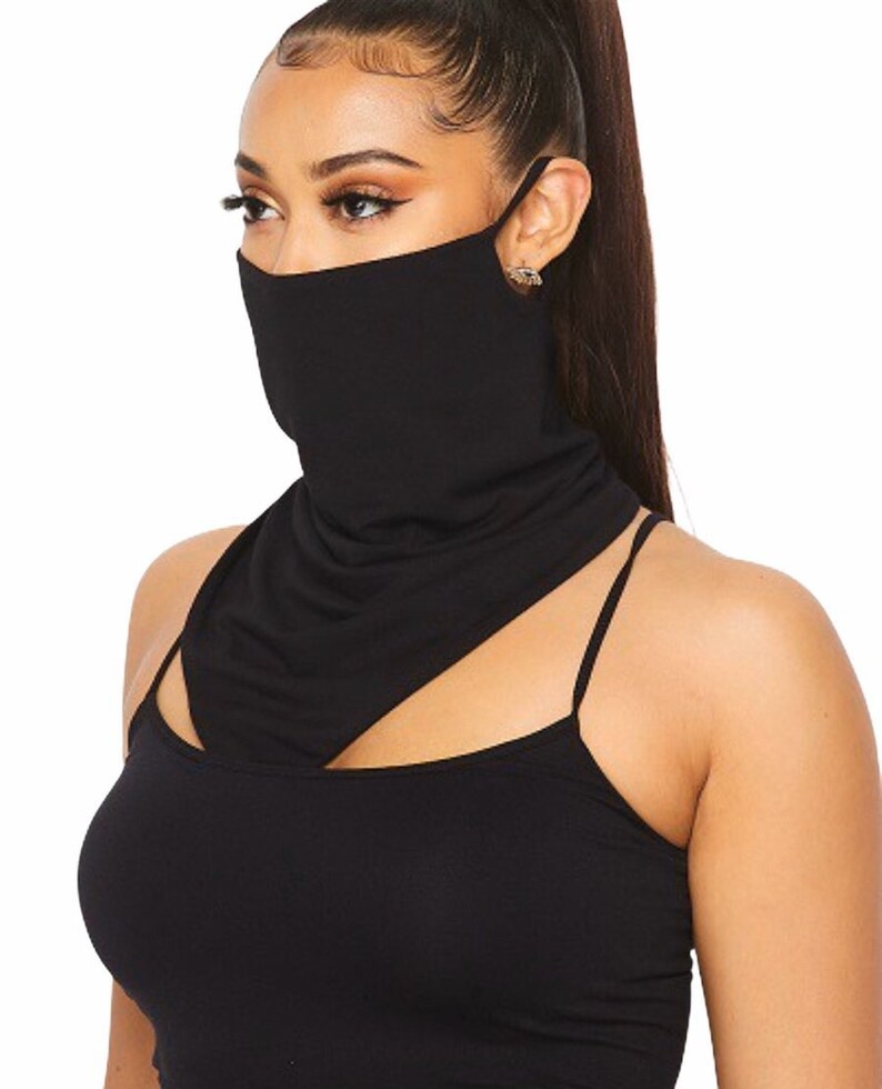 Long Bandana Face Mask Breathable Black Bandana Mask Etsy