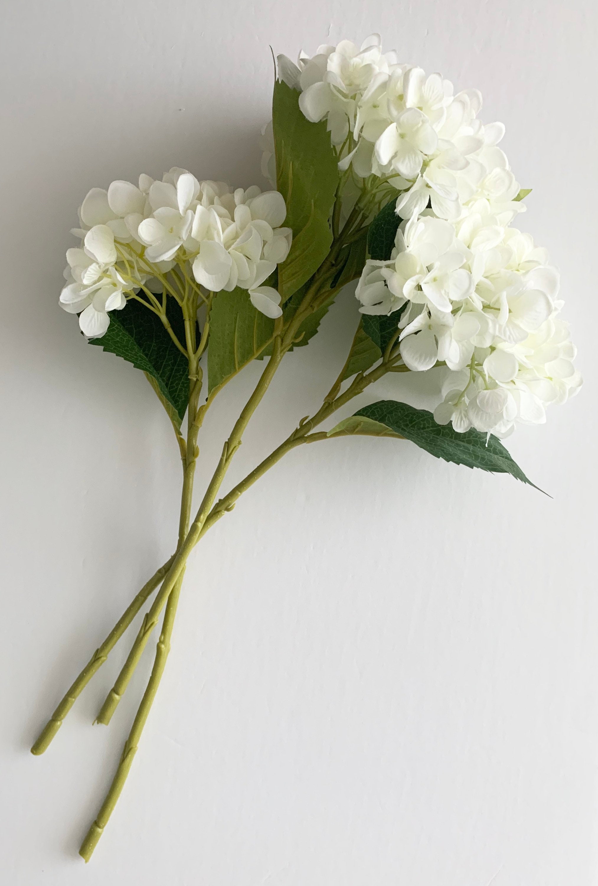 3 Pack Long Stemmed White Artificial Hydrangeas White Etsy