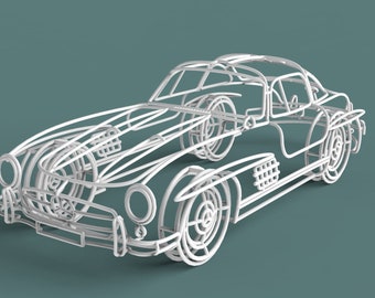 Mercedes Benz 300 SL 1/24 scale - wire sculpture - gullwing - classic car - model car - present - gift for him