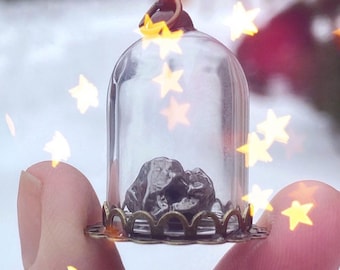 Genuine METEORITE in glass bottle or dome, pendant only, Campo del Cielo meteorite jewelry