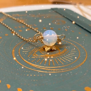 Mini Crystal ball opalite necklace gold