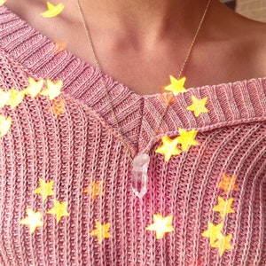 Clear quartz crystals floating dainty gold plated necklace