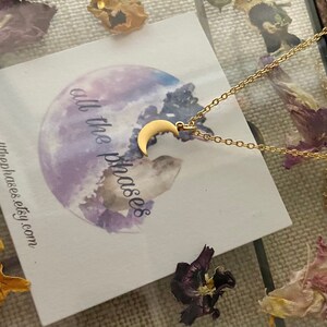 Dainty 18 karat matte gold plated crescent moon necklace