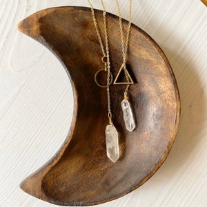 Dainty lariat gold plated raw crystal brass necklace , boho necklace