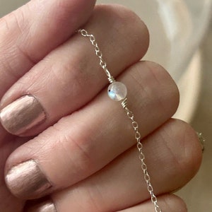 Super dainty genuine rainbow moonstone crystal gold and silver plated bracelet
