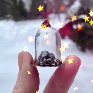 Genuine METEORITE in glass bottle or dome, pendant only, Campo del Cielo meteorite jewelry