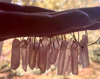 Raw tangerine and peach quartz crystal earrings, nickel free