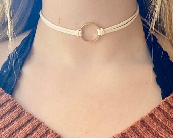 Boho vegan suede choker, adjustable choker