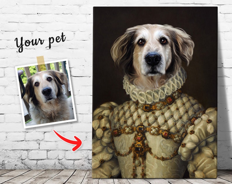Royal pet portrait custom Renaissance dog canvas art