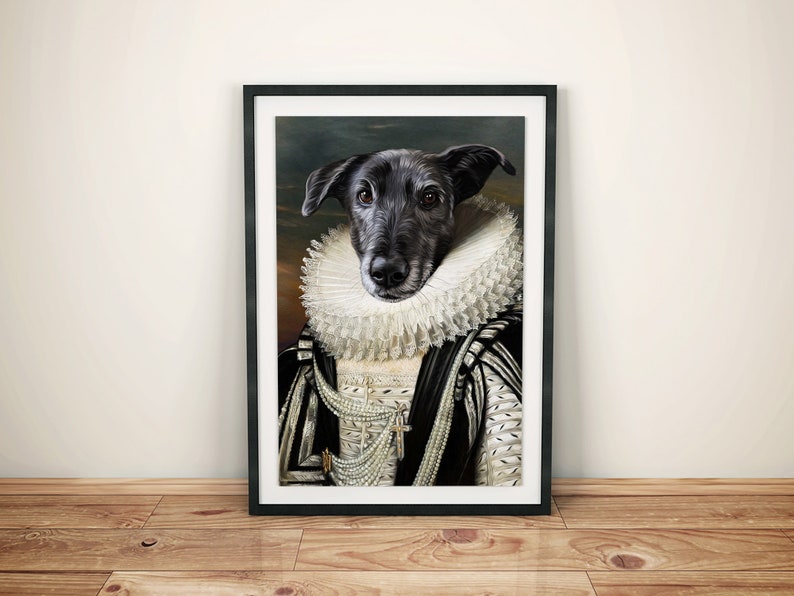 Royal pet portrait custom Renaissance dog canvas art