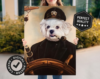 Custom Sailor Pet Portrait - Ideal for Navy Dog Lovers - Personalized for You