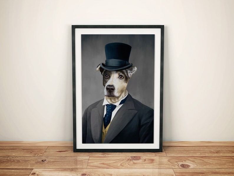 Custom Pet Canvas Funny Pet Portrait Custom Painting Dog Etsy