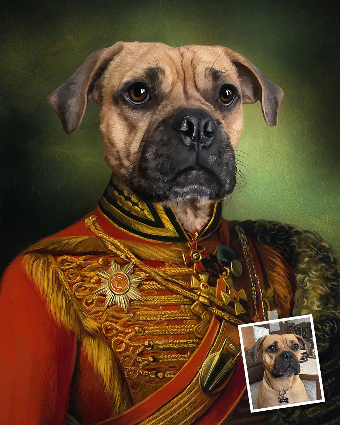 The Lieutenant General custom dog painting from photo Royal | Etsy