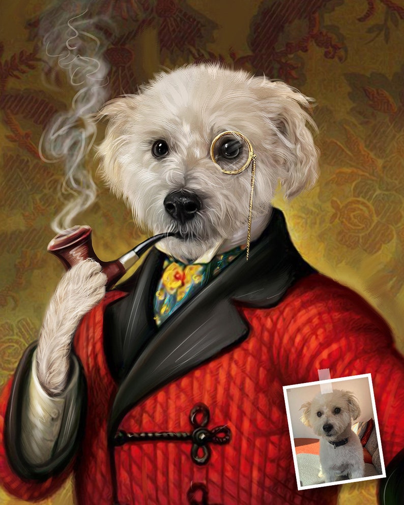 Custom Pet Canvas Funny Pet Portrait Custom Painting Dog - Etsy