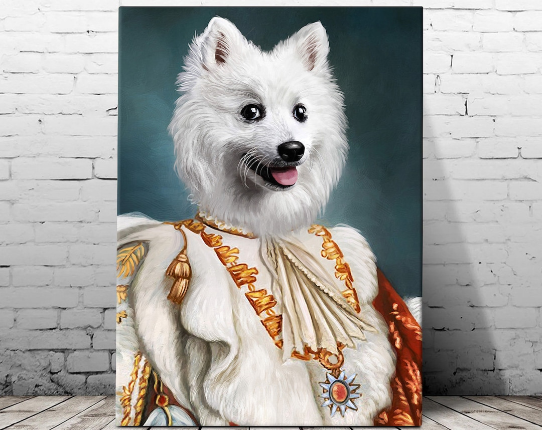 Royal Pet Portrait Canvas Crown Regal King Custom Dog - Etsy