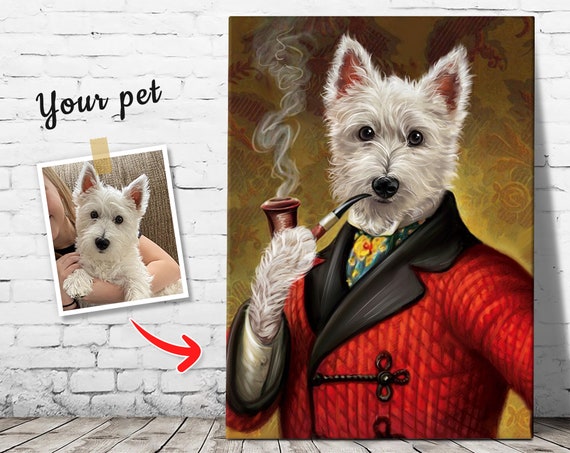 Custom Pet Canvas Funny Pet Portrait Custom Painting Dog Etsy