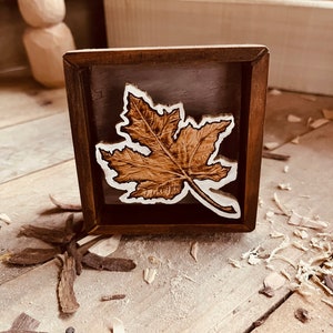 Mini wooden fall sign | Wood burned Maple Leaf | farmhouse sign | farmhouse decor | Handmade Wooden Sign | Fall Rustic Decor