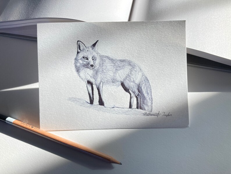 Pen and Ink Fox Original Sketch Decorative Art Piece - Etsy