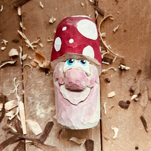 Hand carved wooden mushroom