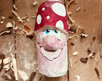 Hand carved wooden mushroom