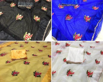 Indian Bollywood Heavy Linen Saree Pakistani Ethnic wedding wear sari Blouse