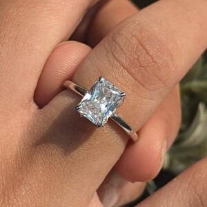 Solitaire Ring 2.48 TW Criss Cut Colorless Moissanite Engagement Ring, Cathedral Setting, Claw Prongs Wedding Ring, Anniversary Gift Ring