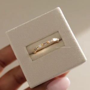 Moissanite Baguette Half Eternity Band: 925 Silver Anniversary Ring