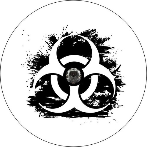 Distressed Bio Hazard Warning White Spare Tire Cover for Gladiator, Wrangler, Jt, Jl, Jlu, Jk, Jku, Tj, shops Lj, Cj, Yj, Rv, etc