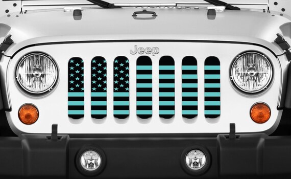 Black and Teal American Flag Jeep 