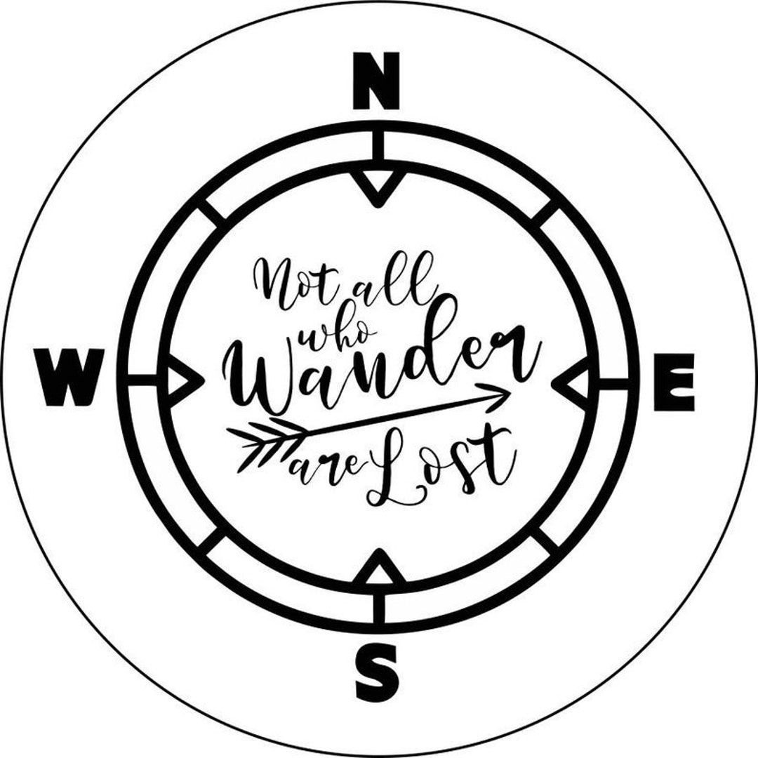 Not All Who Wander Are Lost Compass Thin Black Rim Spare Tire Etsy Canada