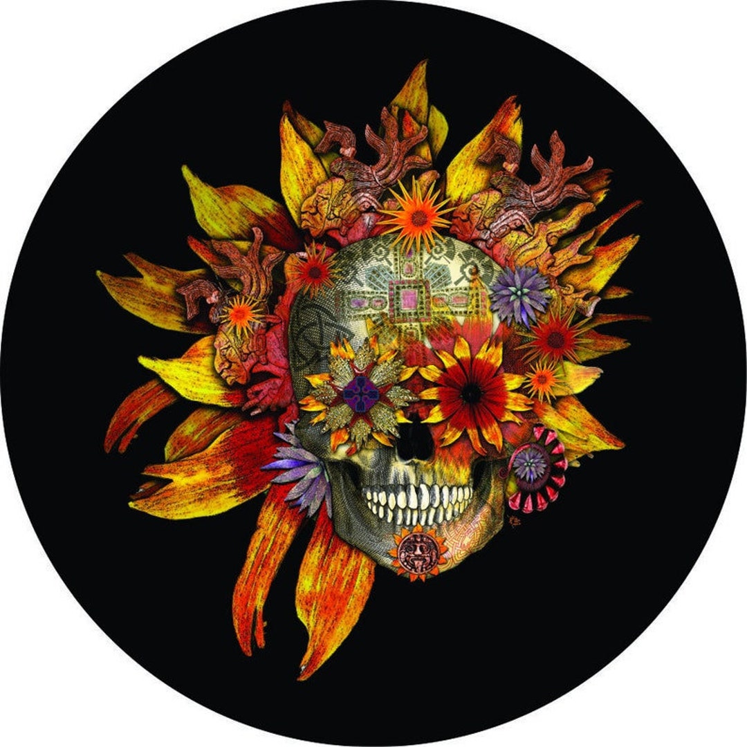 Sunflower Skull Spare Tire Cover for Gladiator Wrangler Jt Etsy Canada