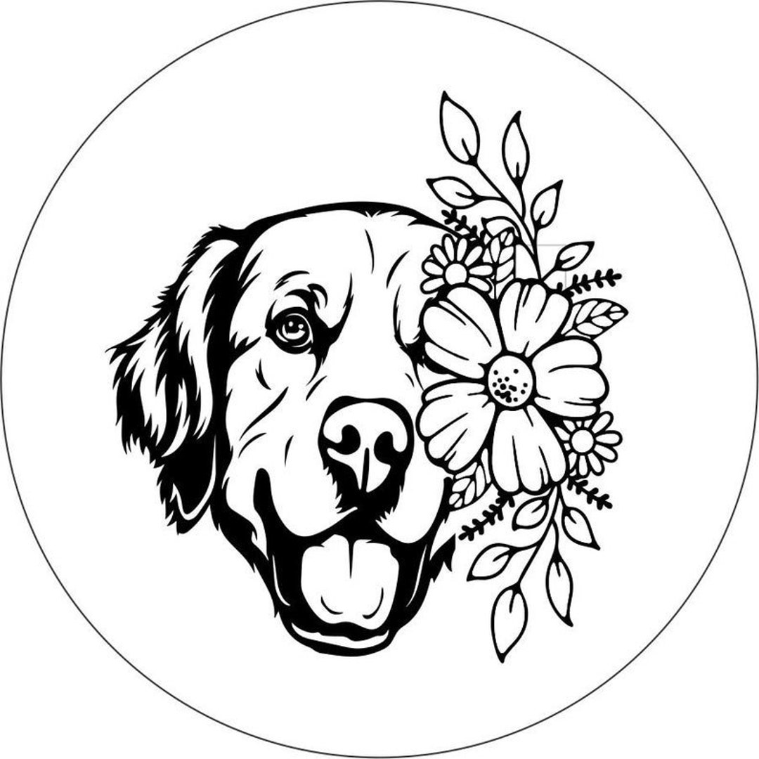 Buy Golden Retriever With Flowers White Spare Tire Cover for Online in  India Etsy