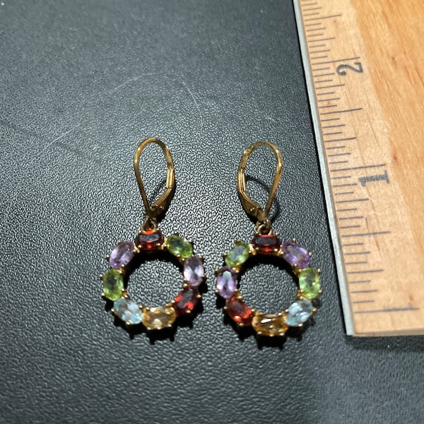 14k plated multi stone earrings