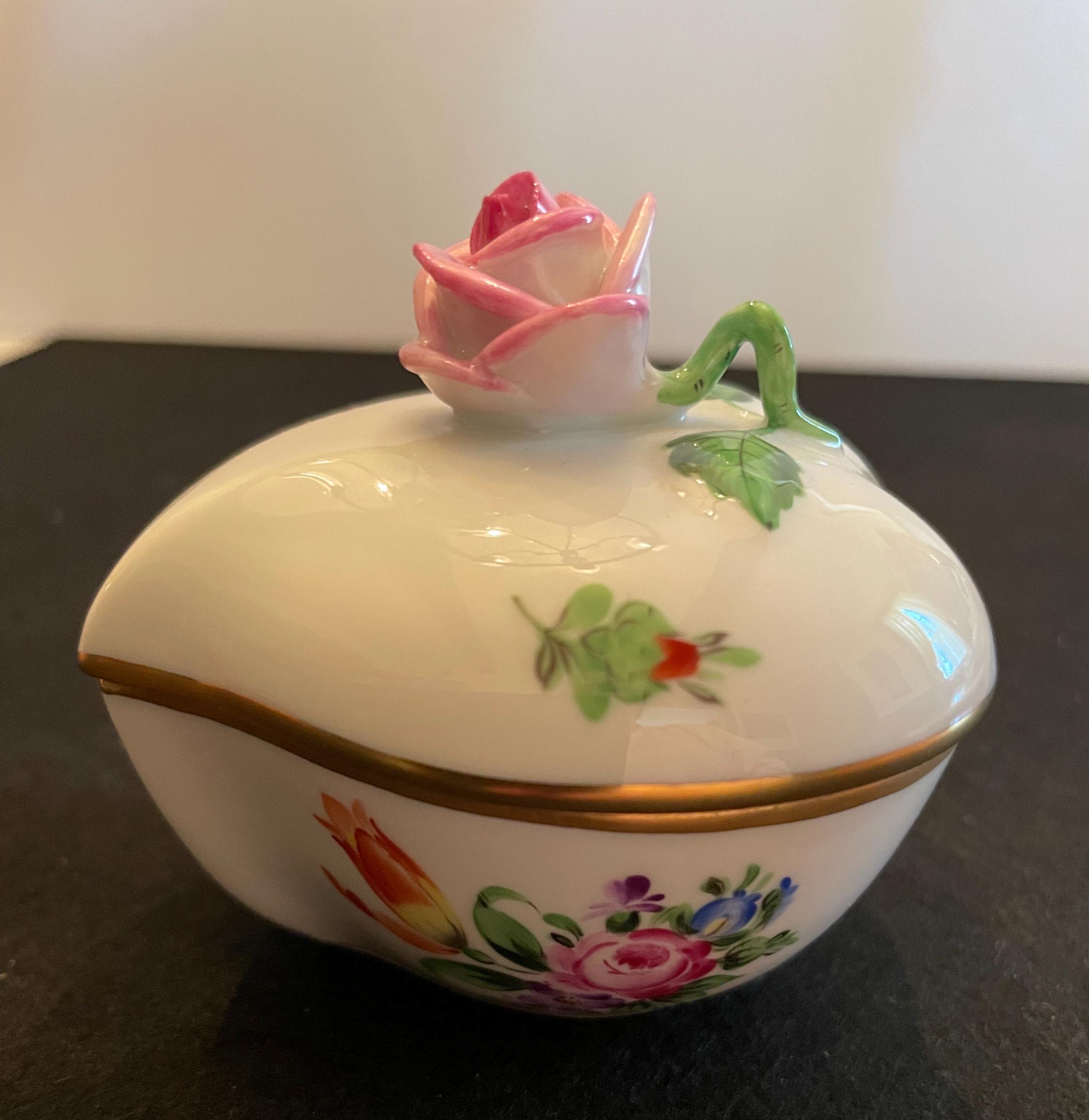 Herend Handpainted Floral HEART Bonbon Box With Pink Rose - Etsy