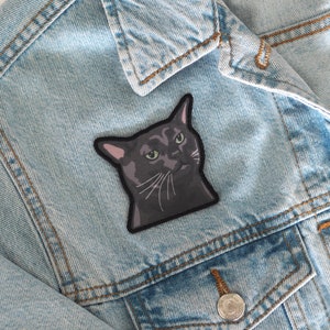 Patches for jackets, Patches for jacket, Patch for jacket, Patch, Patches, Meme, Meme patch, Black cat, Animal patch, Black cat zoning out