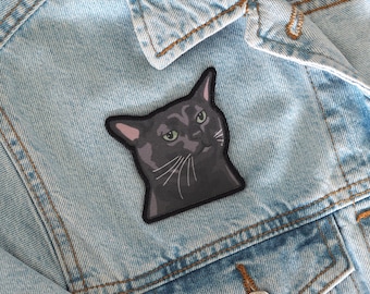 Parches para chaquetas, Parches para chaqueta, Parche para chaqueta, Parche, Parches, Meme, Parche de meme, Gato negro, Parche de animales, Gato negro zonificado