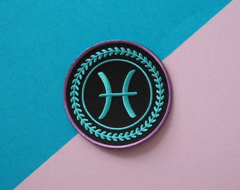 Patches for jackets, Patches for jacket, Patch for jacket, Horoscope patch, Zodiac patch, Horoscope, Zodiac, Astrology, Pisces patch, Pisces