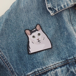 Patches for jackets, Patches for jacket, Patch for jacket, Patch, Patches, Meme, Meme patch, Black cat, Animal patch, Cat patch, Huh