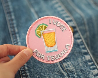 ジャケット用パッチ、刺繍パッチ、ジャケット用パッチ、ジャケット用パッチ、パッチ、パッチ、テキーラ、ショットパッチ、テキーラピンクに投票