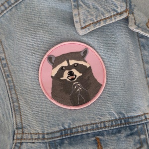 Patches for jackets, Embroidered patch, Sew on patch, Patch for jacket, patch for jackets, Patch, Patches, meme patch, Meme, Devious raccoon
