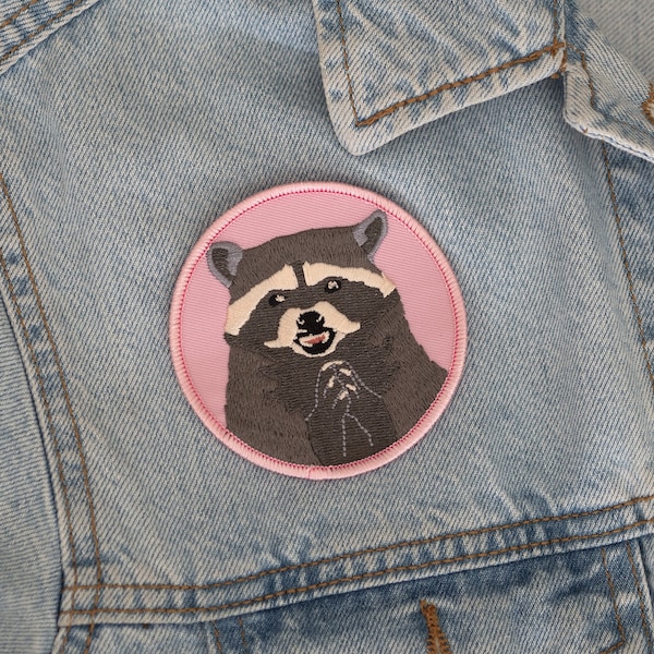 Tygmärken för jackor, Broderad tygmärke, Sy-på-tygmärke, Tygmärke för jacka, tygmärke för jackor, Tygmärke, Tygmärken, meme-tygmärke, Meme, Lurrig tvättbjörn